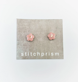 Tiny Flower Stud Earrings - Pink/Gold