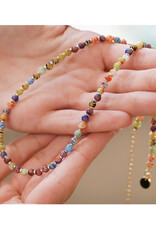 Colorful Mixed Bead Necklace - Gold