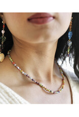 Colorful Mixed Bead Necklace - Gold