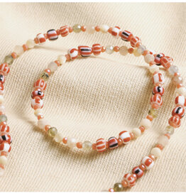 Red Stone Multicoloured Beaded Necklace