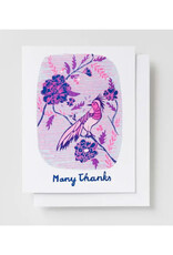 Many Thanks Bird Risograph Greeting Card