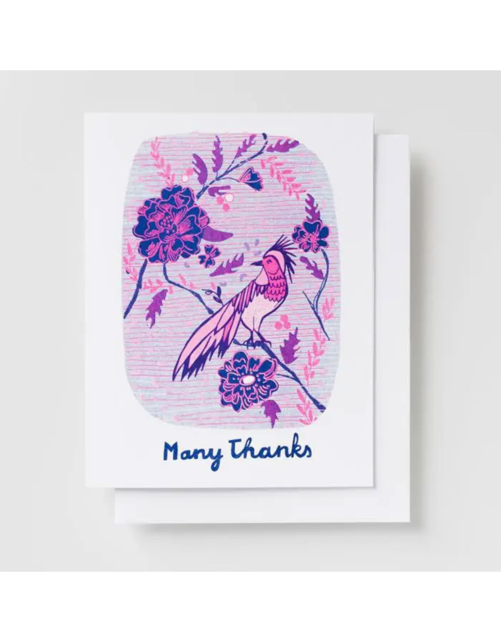 Many Thanks Bird Risograph Greeting Card