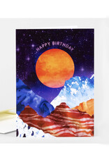 Large Orange Moon Birthday Greeting Card