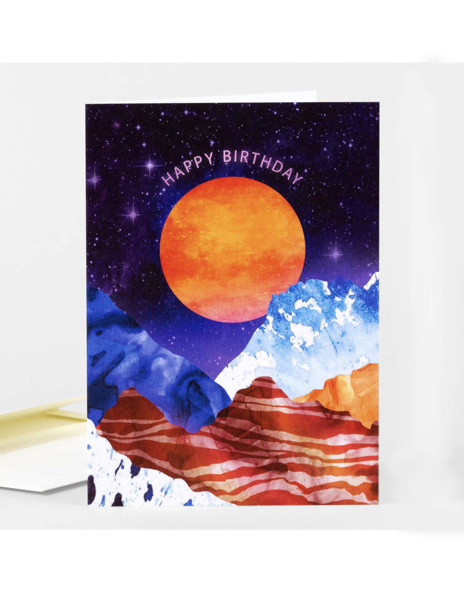Large Orange Moon Birthday Greeting Card