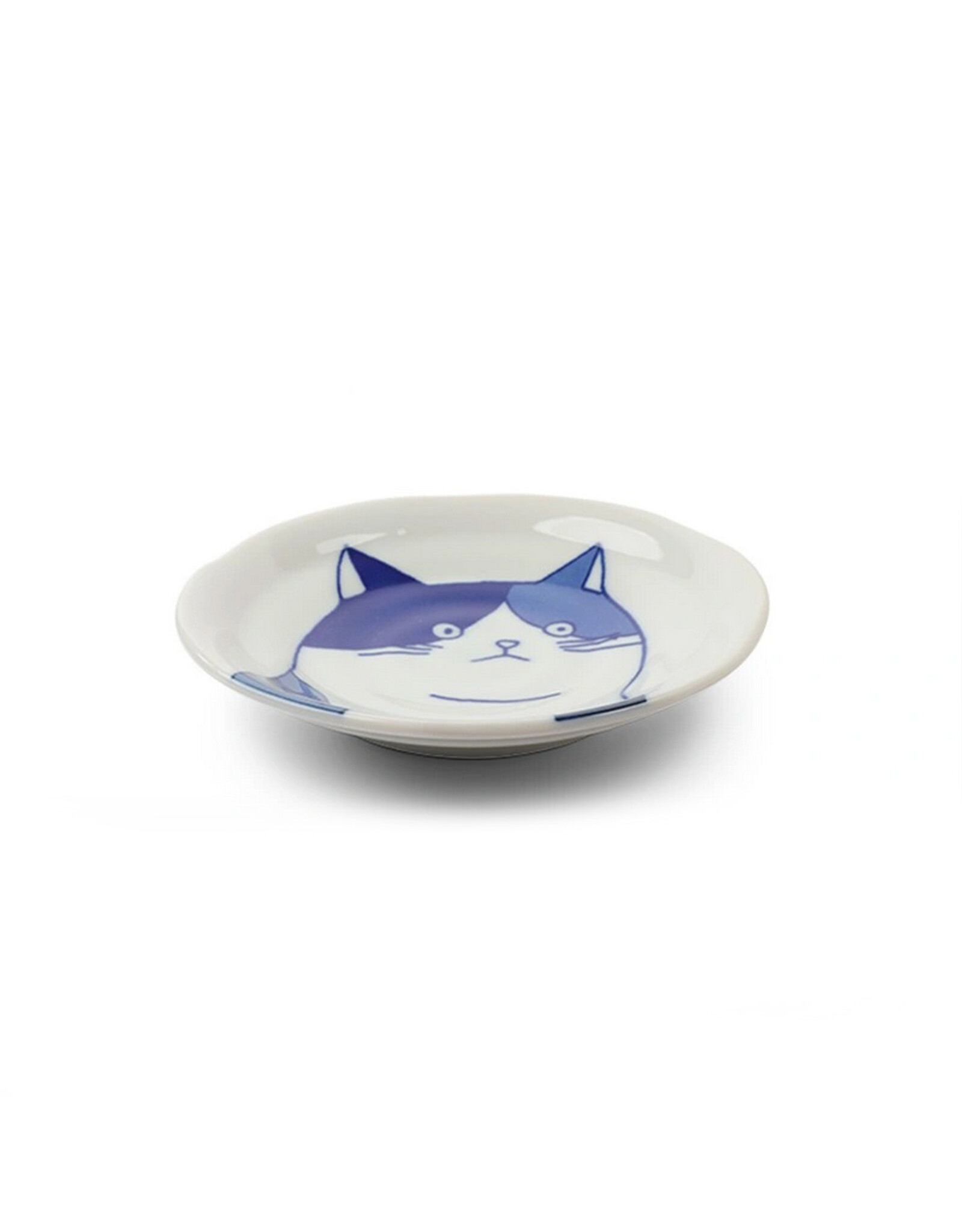 Cat Face Plate Blue/White 4.75" - Mike