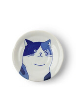 Cat Face Plate Blue/White 4.75" - Mike