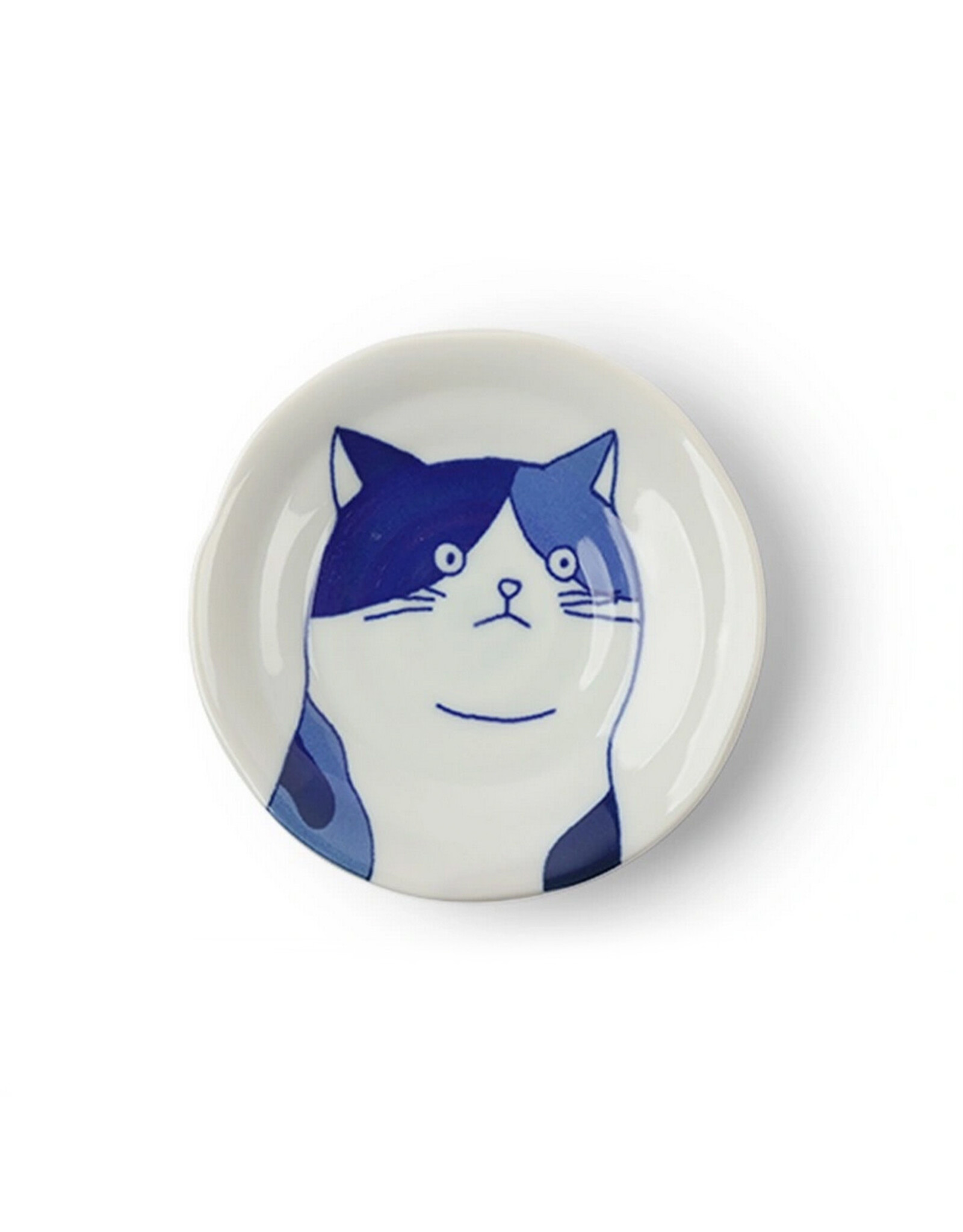 Cat Face Plate Blue/White 4.75" - Mike