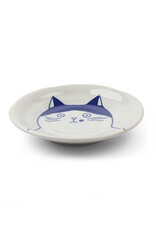 Cat Face Plate Blue/White 4.75" - Nora