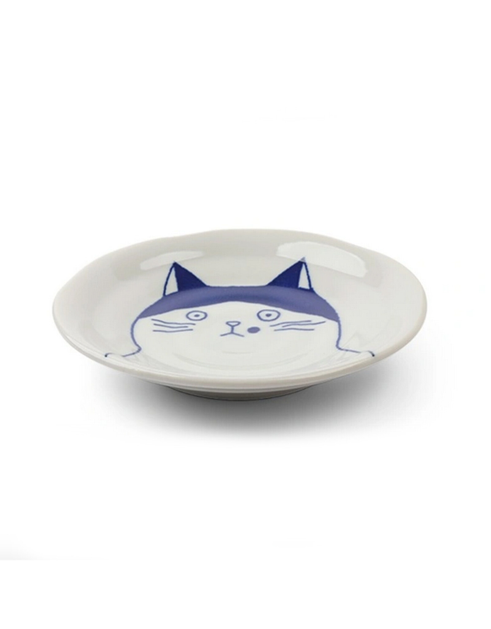 Cat Face Plate Blue/White 4.75" - Nora