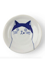 Cat Face Plate Blue/White 4.75" - Nora