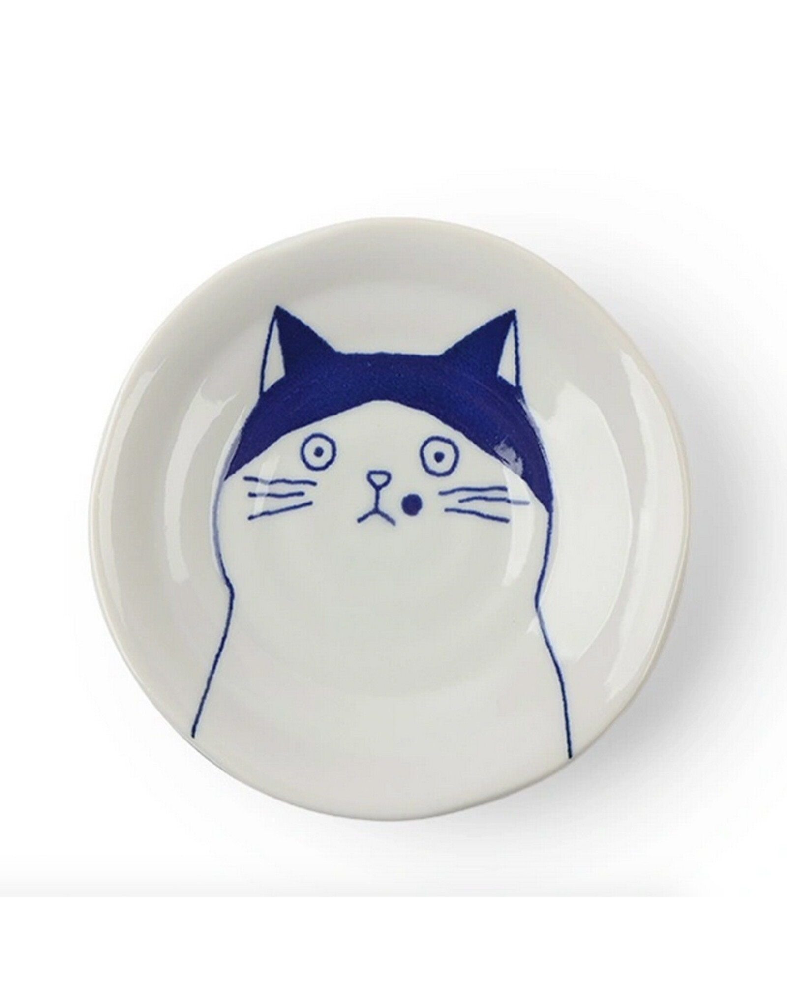 Cat Face Plate Blue/White 4.75" - Nora
