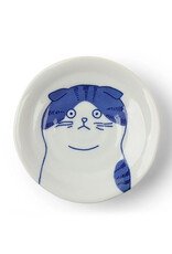 Cat Face Plate Blue/White 4.75" - Scott