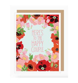 Here's to the Happy Couple Pink Florals Greeting Card