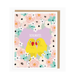 Yellow Parakeet Soulmates Greeting Card