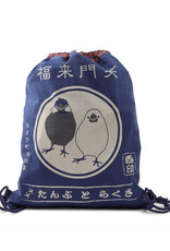 Navy Birds Drawstring Bag
