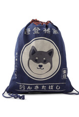 Shiba Navy Drawstring Bag
