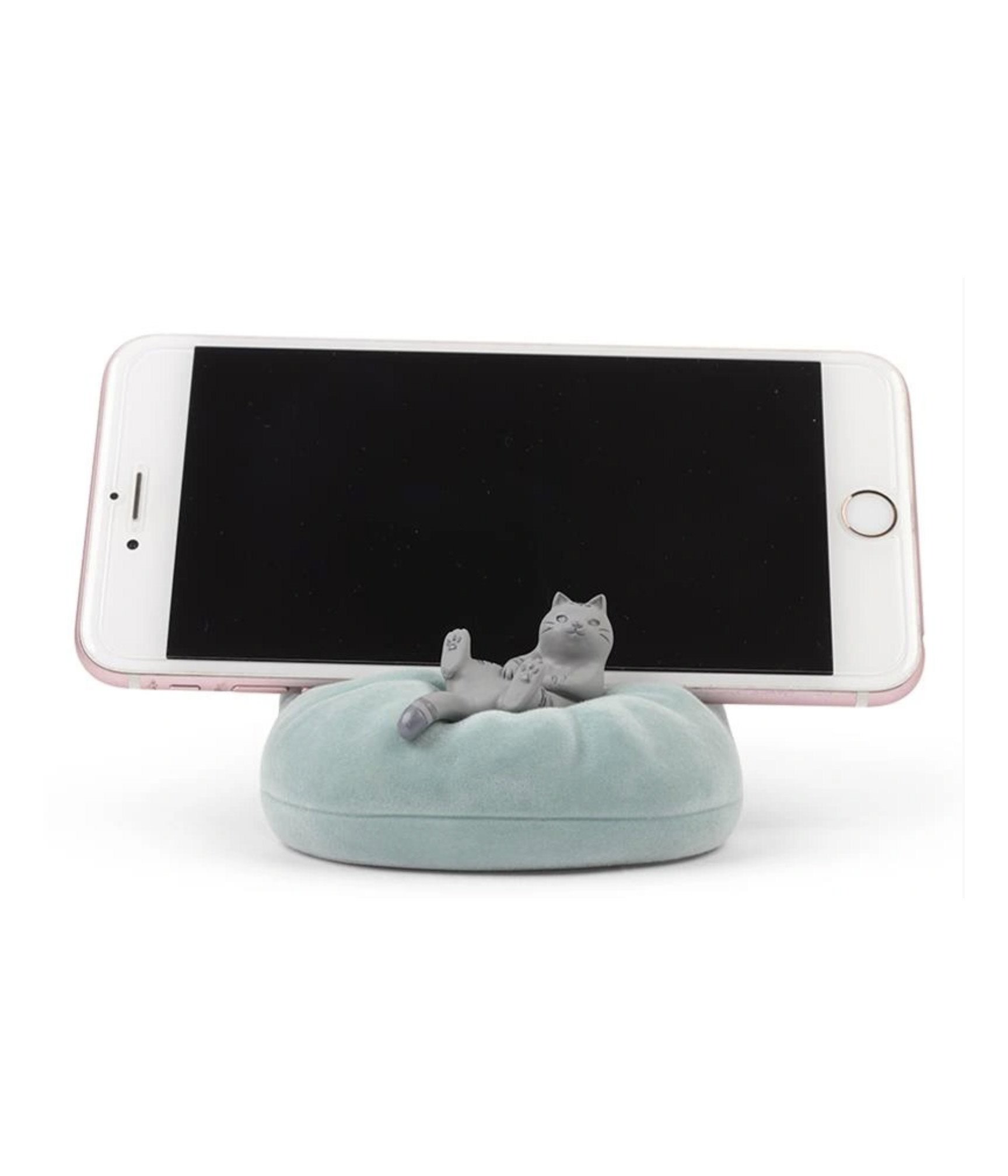 Cat on Blue Beanbag Phone Stand Home