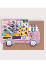 Happy Birthday Floral Truck Greeting Card