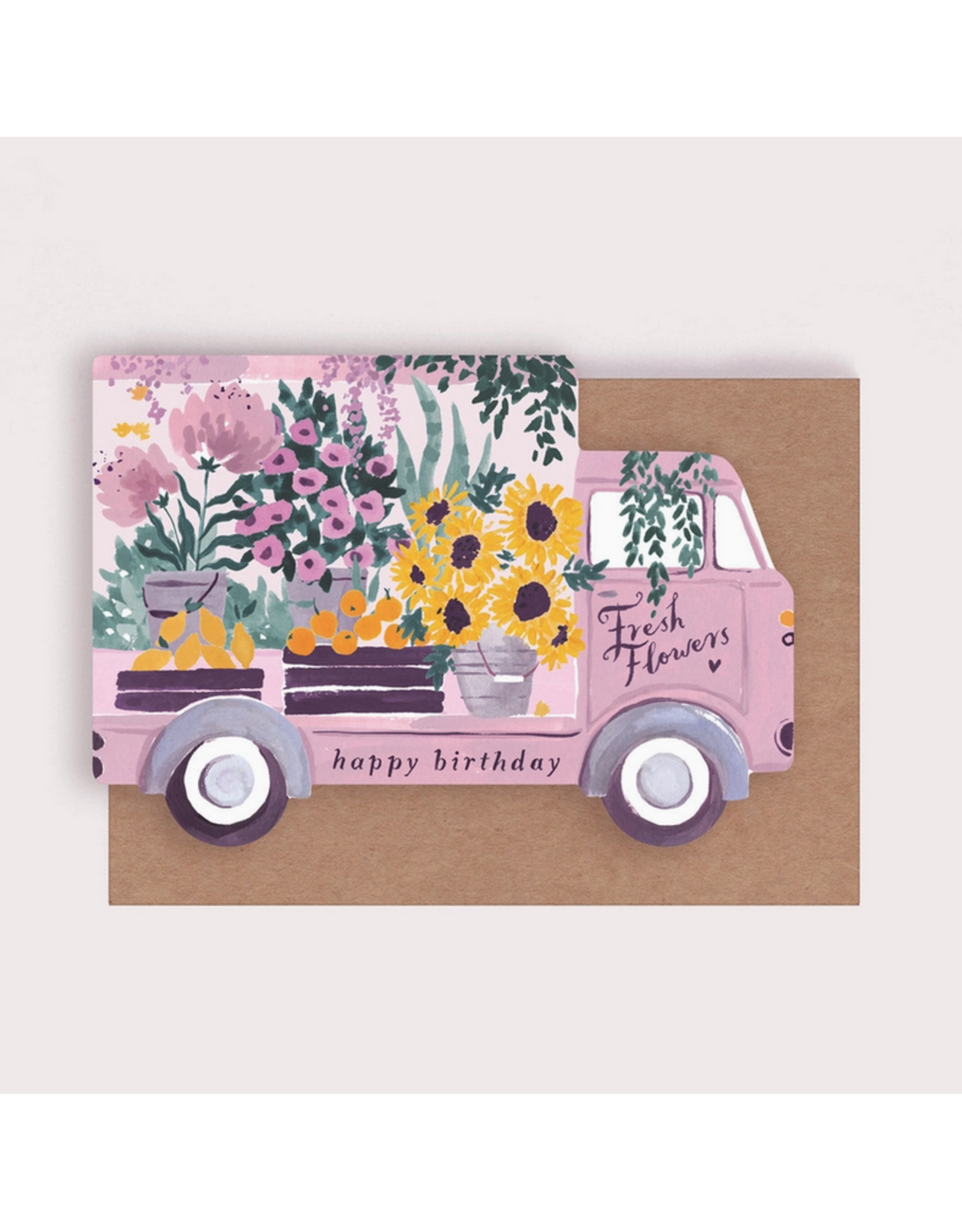 Happy Birthday Floral Truck Greeting Card