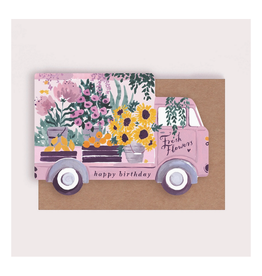 Happy Birthday Floral Truck Greeting Card