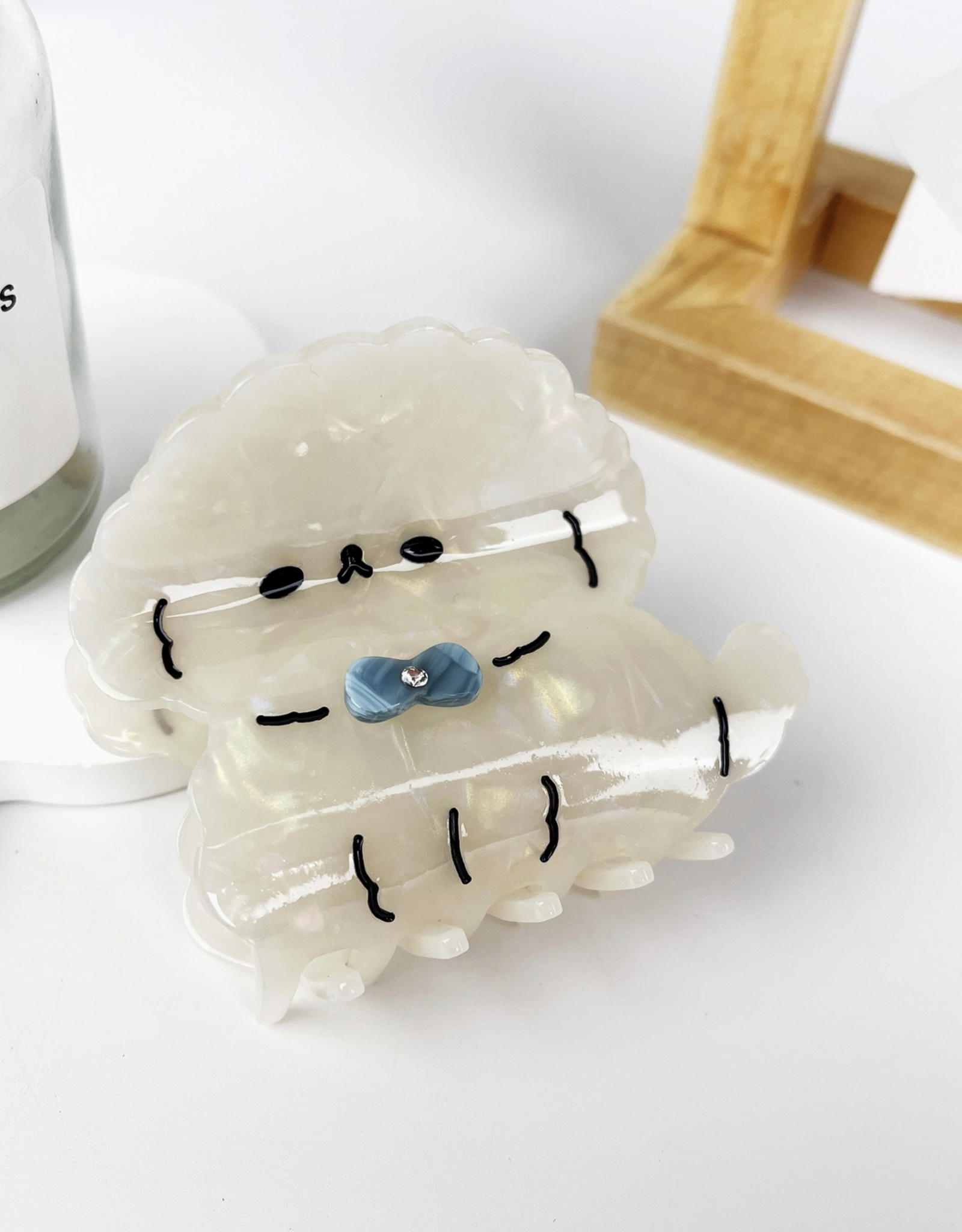 White Puppy Claw Clip
