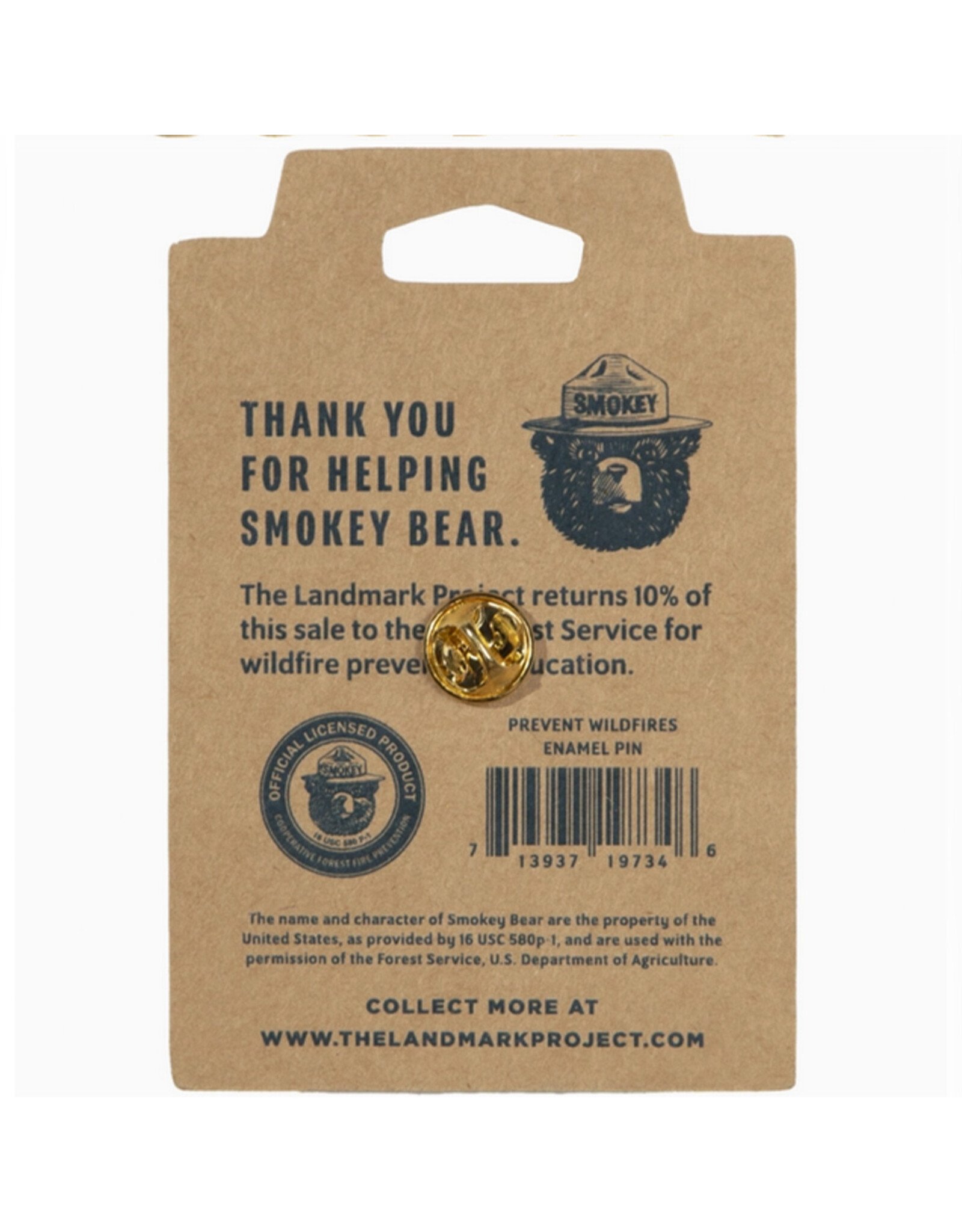 Smokey Bear Postage Stamp Enamel Pin