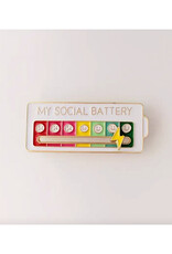 Social Battery Interactive Rectangle Enamel Pin