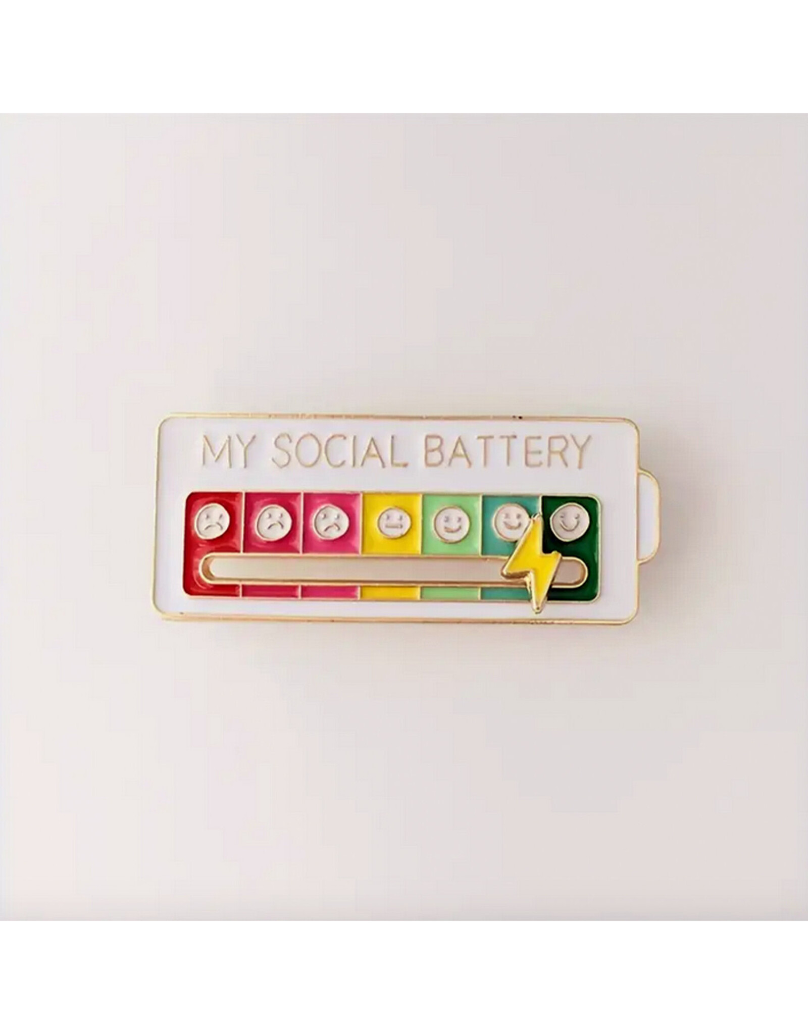 Social Battery Interactive Rectangle Enamel Pin