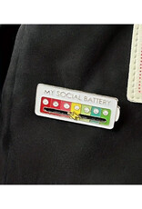Social Battery Interactive Rectangle Enamel Pin