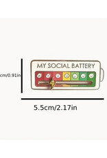 Social Battery Interactive Rectangle Enamel Pin