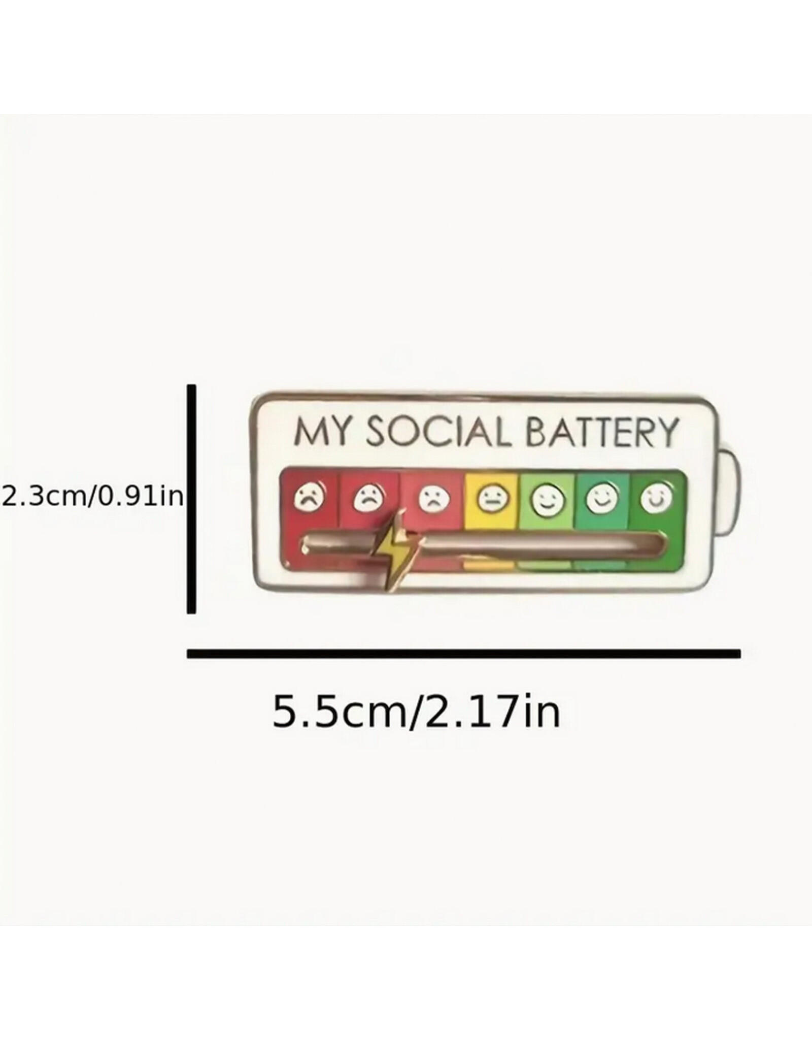 Social Battery Interactive Rectangle Enamel Pin
