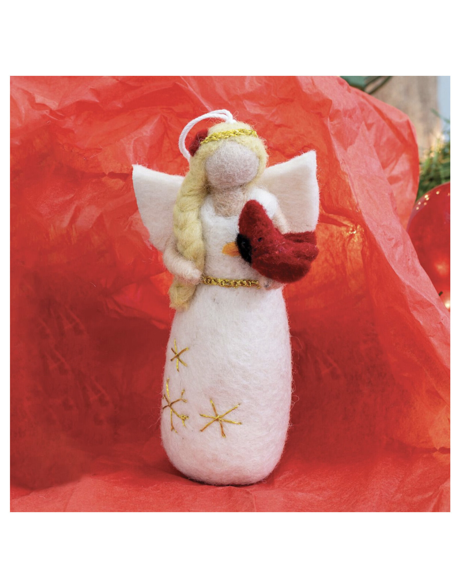Cardinal Beauty Angel Felt Ornament
