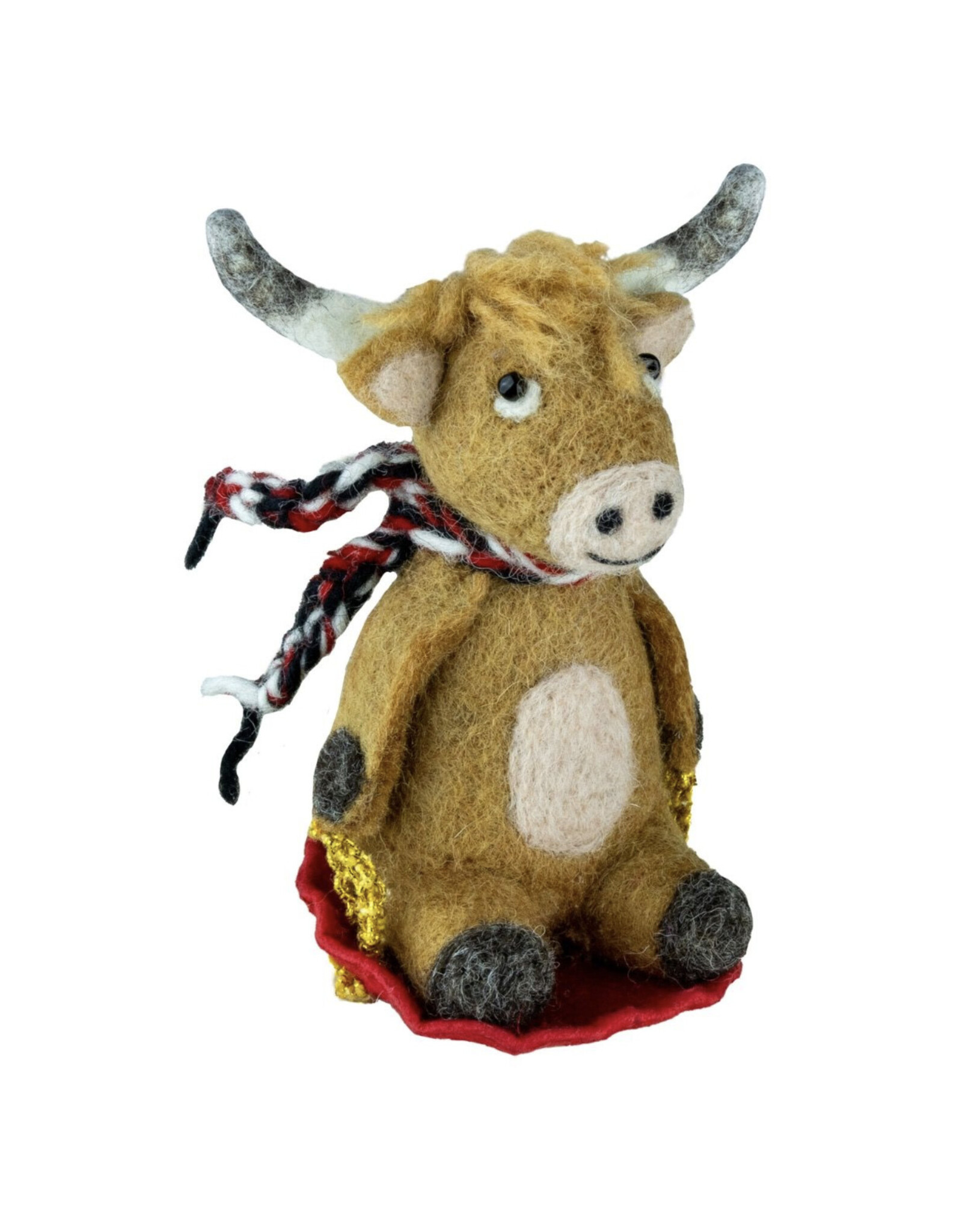 Highland Cow Sledding Felt Ornament