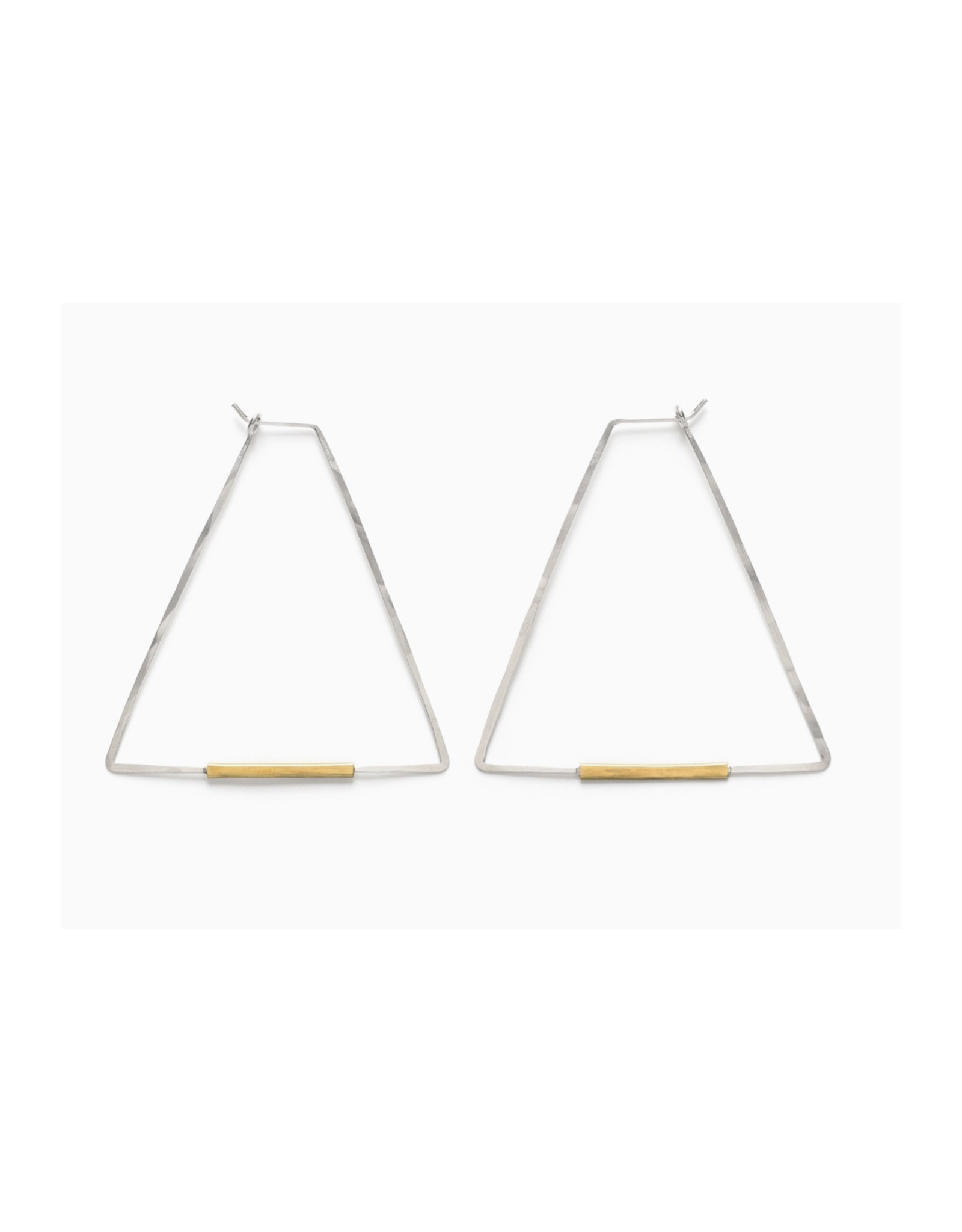 Handcrafted Mixed Metal Triangle Earrings