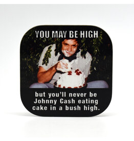 Johnny Cash In a Bush Eating Cake Coaster