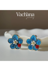 Blue Blossoms and Ladybug Earrings Blue Blossoms and Ladybug Earrings