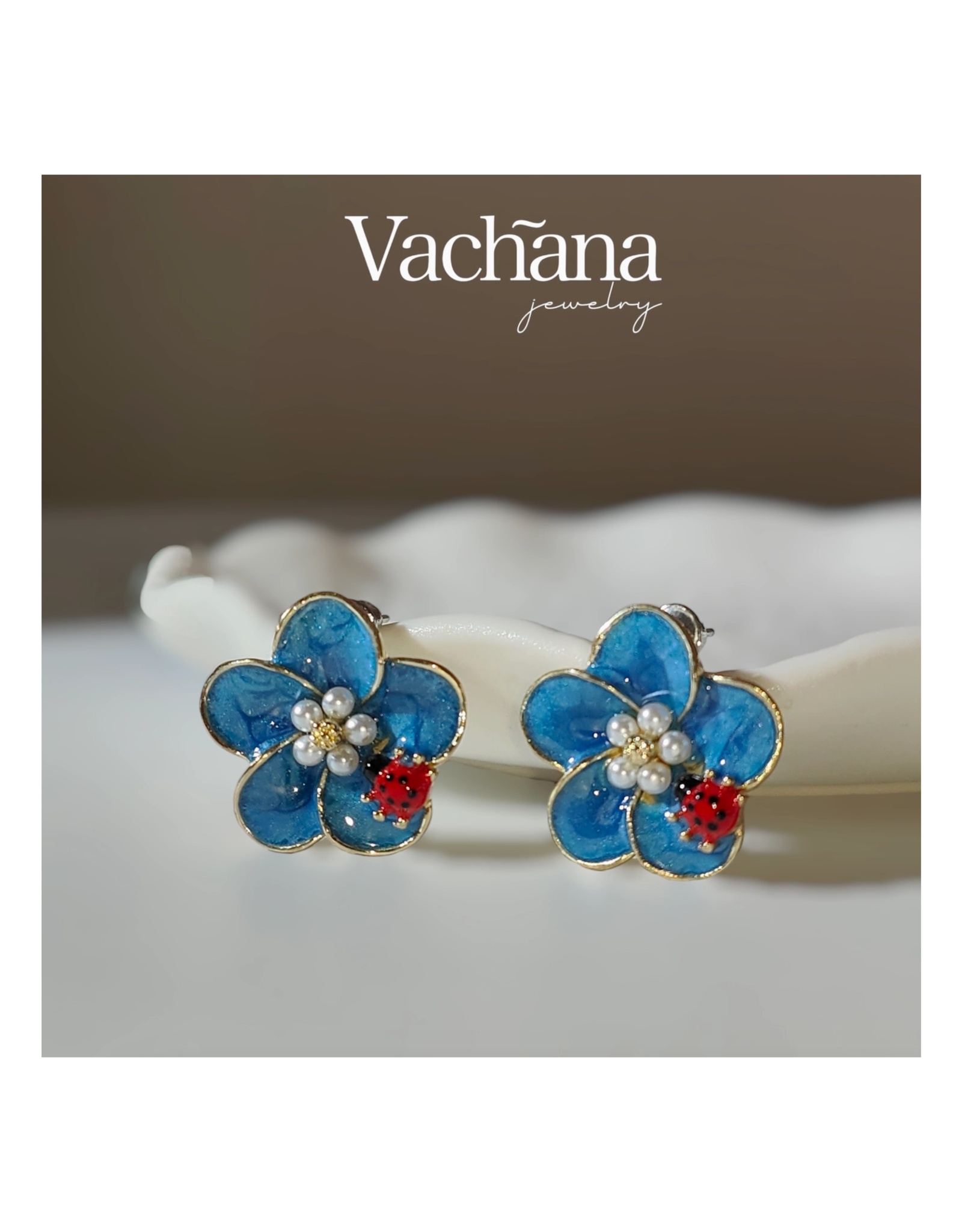 Blue Blossoms and Ladybug Earrings