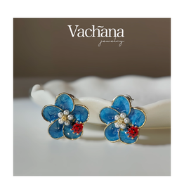 Blue Blossoms and Ladybug Earrings