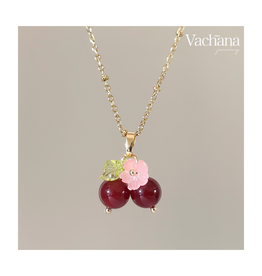 Dainty Red Ruby Cherry Necklace