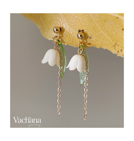 White Lily of the Valley Dangle Earrings
