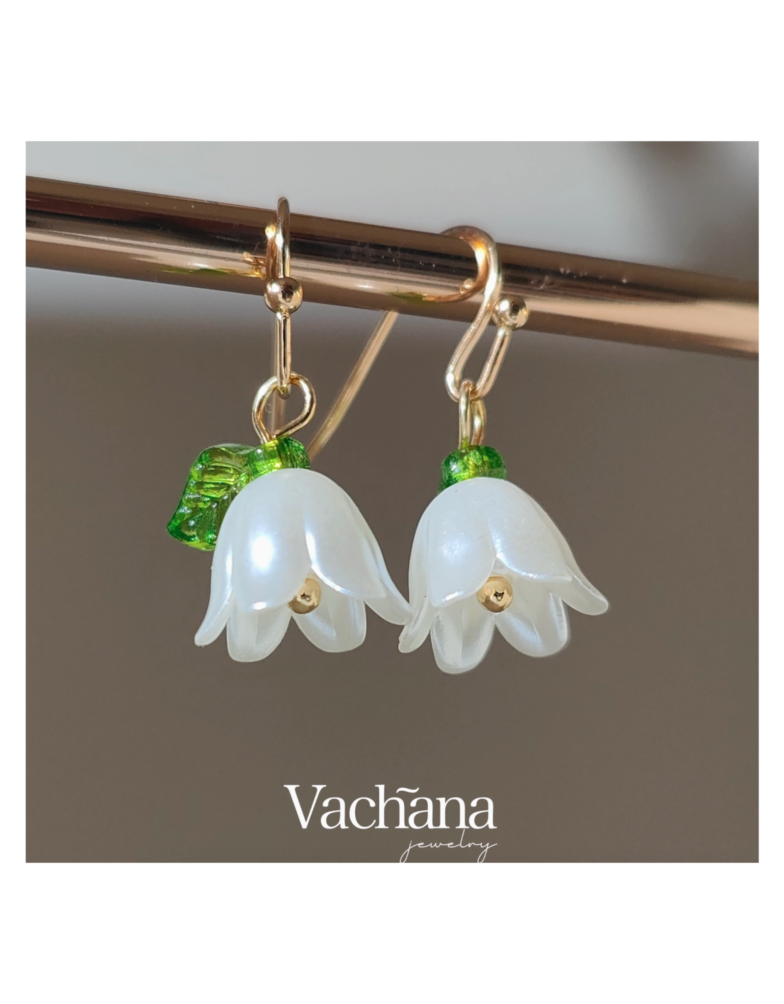 White Acrylic Flower Earrings