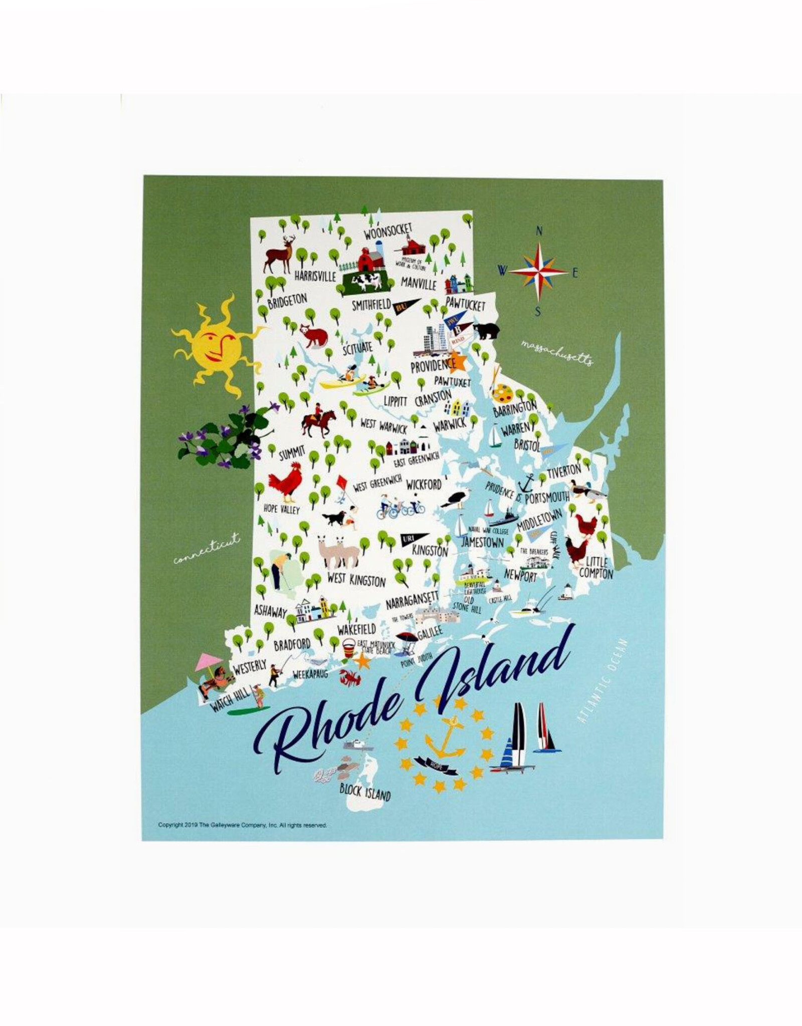 Rhode Island Map (Galleyware) Vinyl Sticker