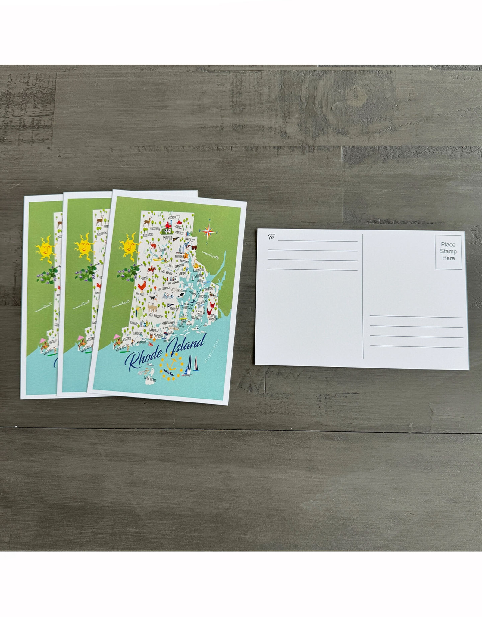 Rhode Island Map (Galleyware) Postcard