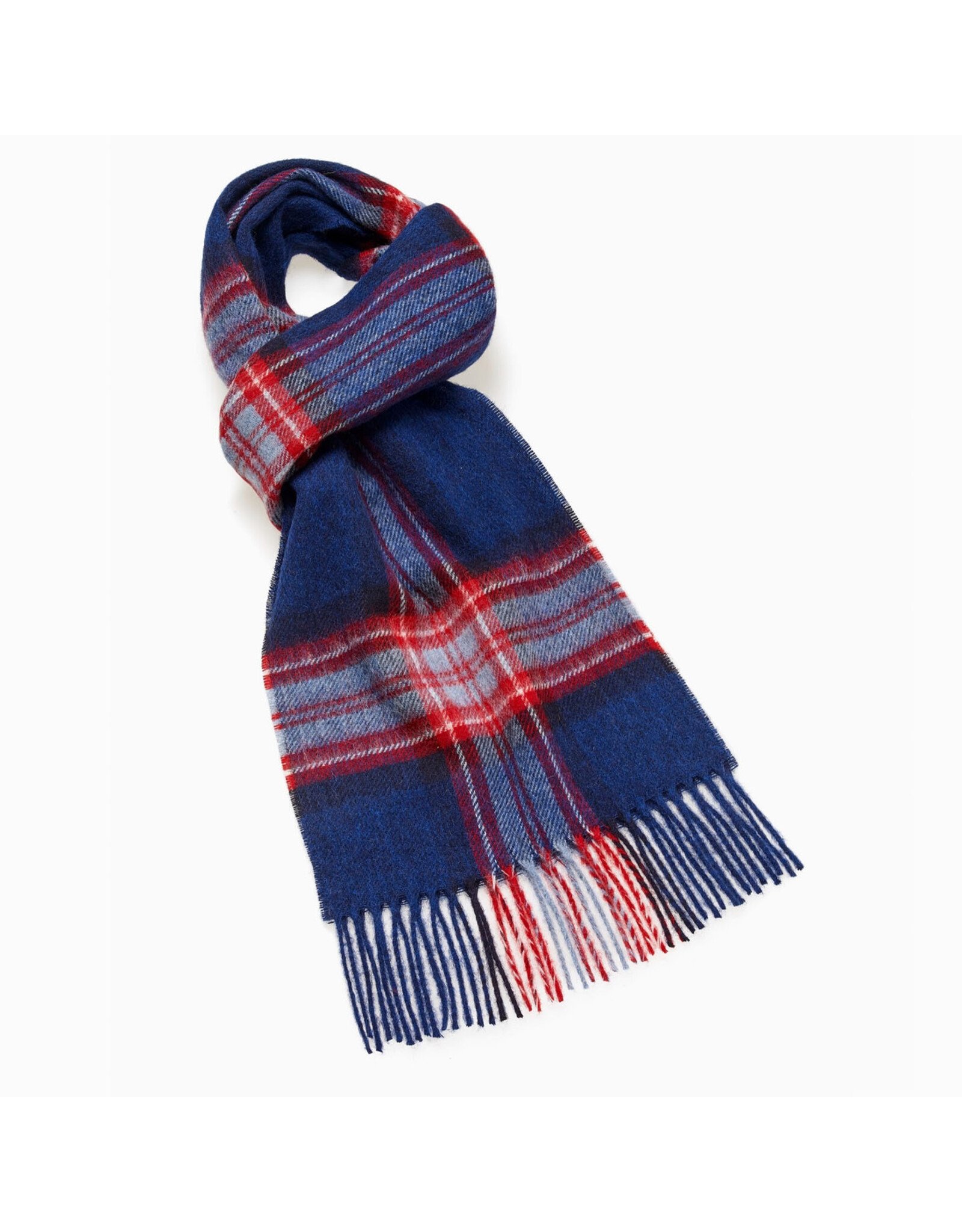 Merino Lambswool Middleham Scarf - Red/White/Blue Plaid *