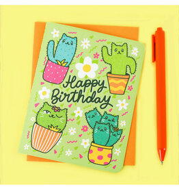 Cactus Cats Birthday Greeting Card