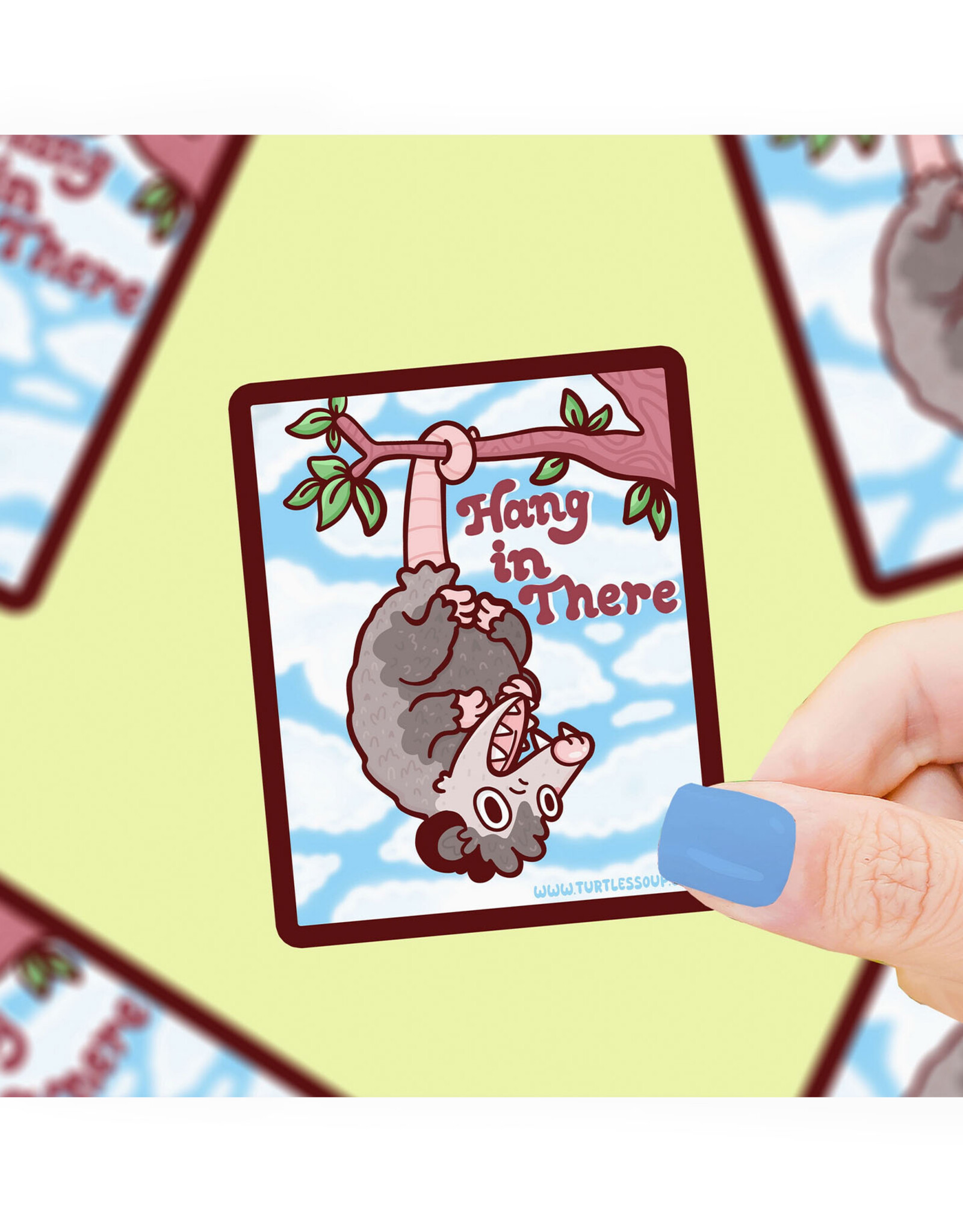 Hang in There Hanging Opossum Sticker