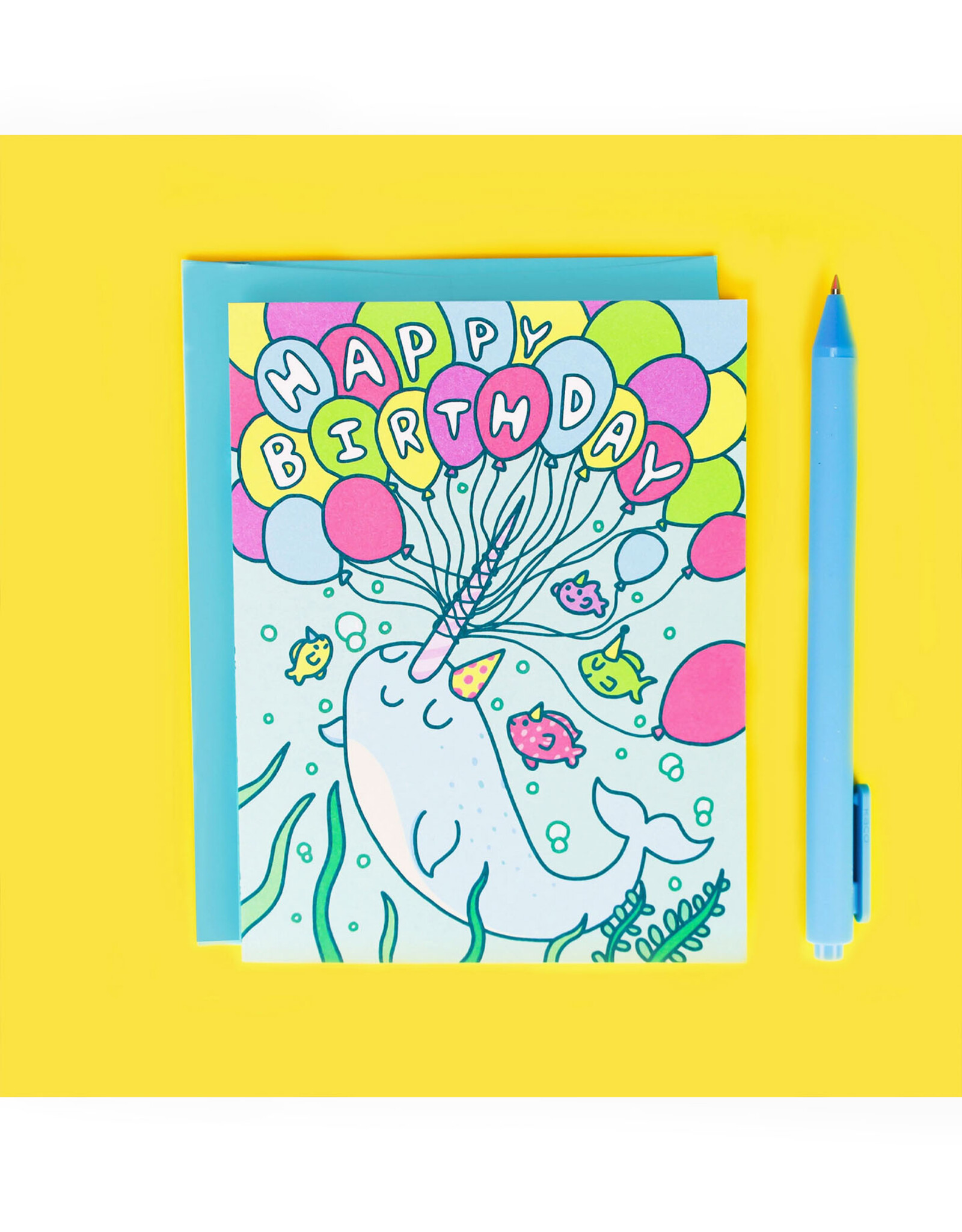 Have Awesome Birthday Narwhal Greeting Card