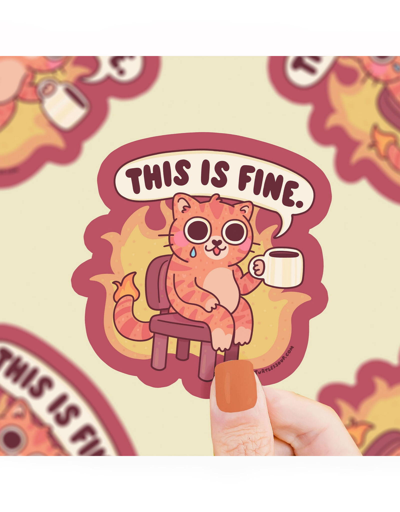 This is Fine Cat on Fire Sticker