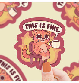 This is Fine Cat on Fire Sticker