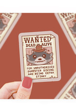 Wanted Dead or Alive Raccoon Sign Sticker
